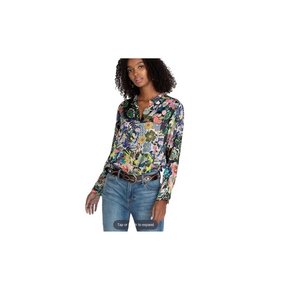 Johnny‎ Was Silk Chelsea Astra Button Down Blouse Women's XXS Multicolor - Picture 1 of 4